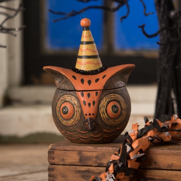 New Johanna Parker Spooky Owlfonzo Owl Container Bethany Lowe Halloween - Picture 1 of 6
